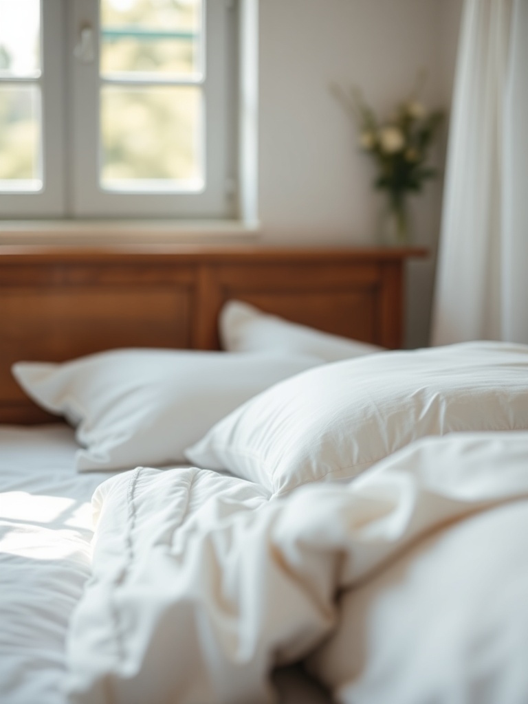 serene bedroom with soft bedding