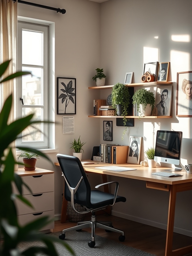 comfortable home office with personal decor