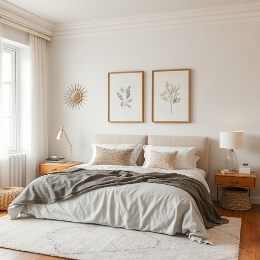 cozy bedroom with neutral decor