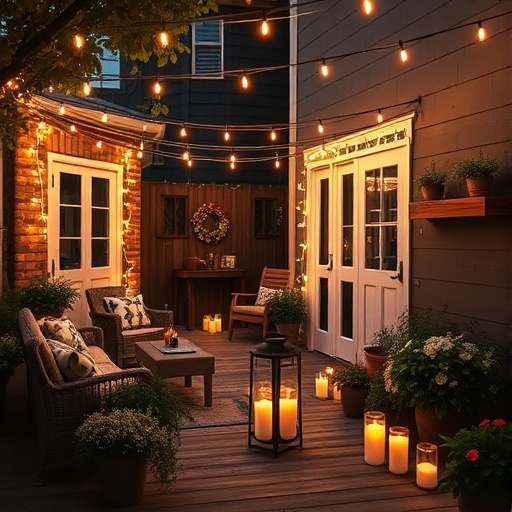 outdoor string lights for Halloween ambiance