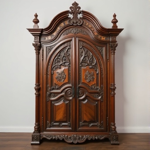 Antique Gothic armoire with carvings