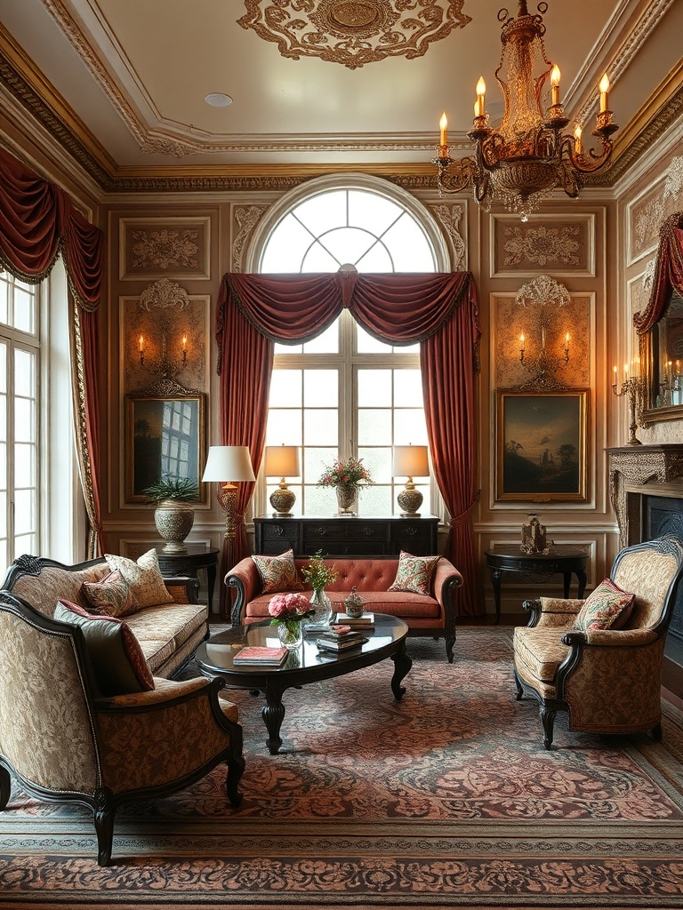 elegant living room showcasing European decor