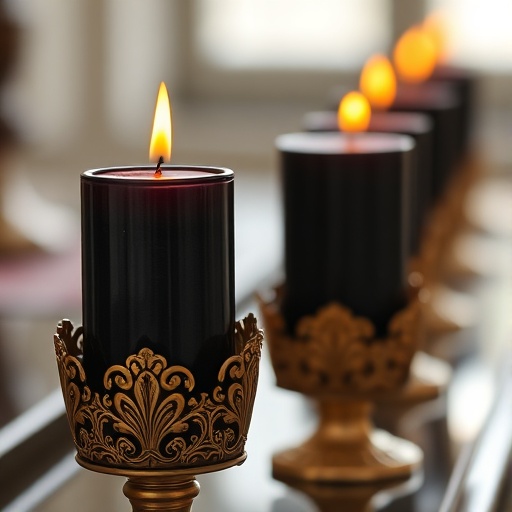 dark candles in ornate holders