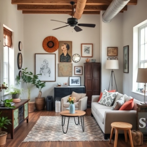 eclectic room with mixed decor styles