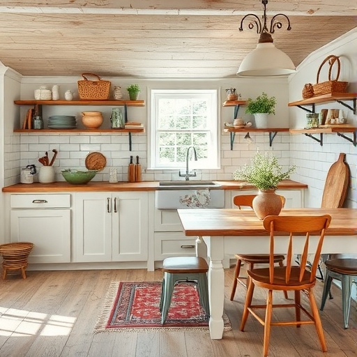 farmhouse kitchen with rustic decor