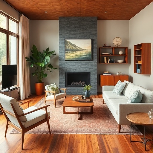 mid-century modern living room with iconic furniture