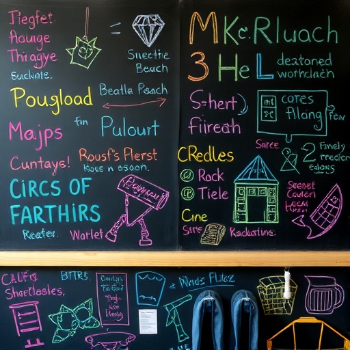 chalkboard wall with drawings