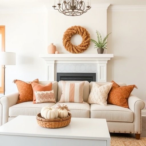 fall-themed decor in living room