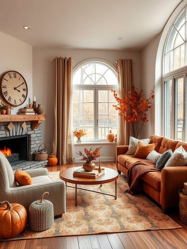 living room with warm autumn colors