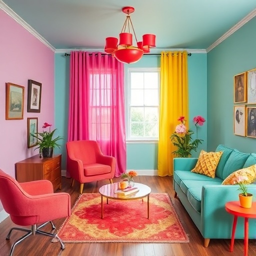 room with bold retro colors