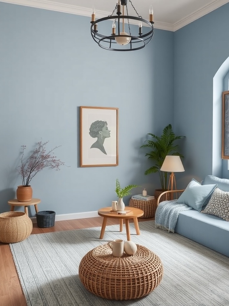 serene room with blue color palette