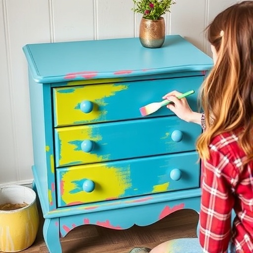 person painting furniture