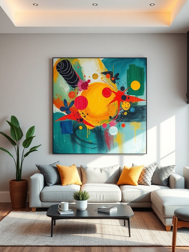 vibrant hand-painted abstract wall art