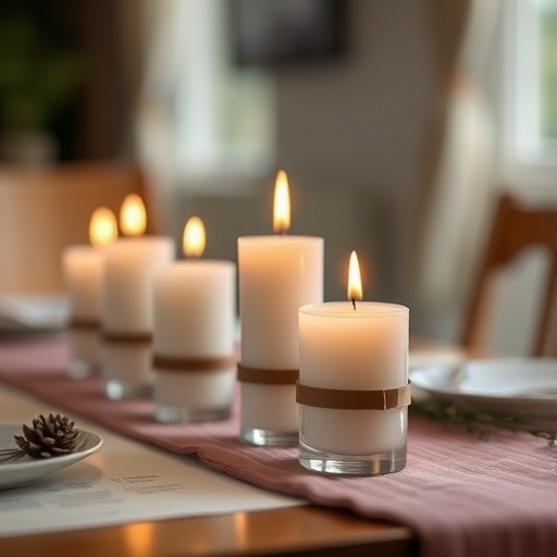 handmade candles on a dining table