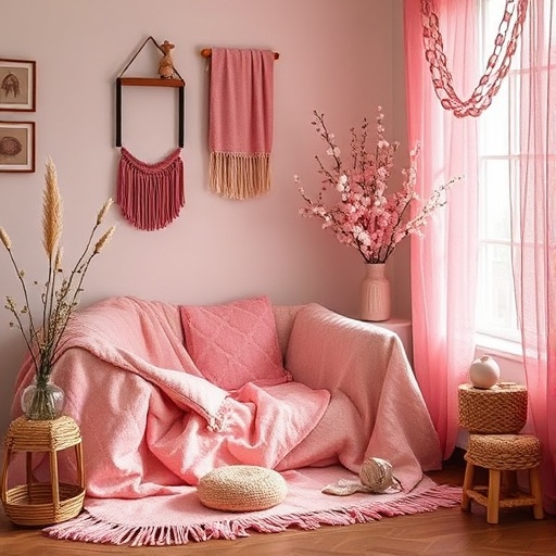 cozy corner with pink accessories