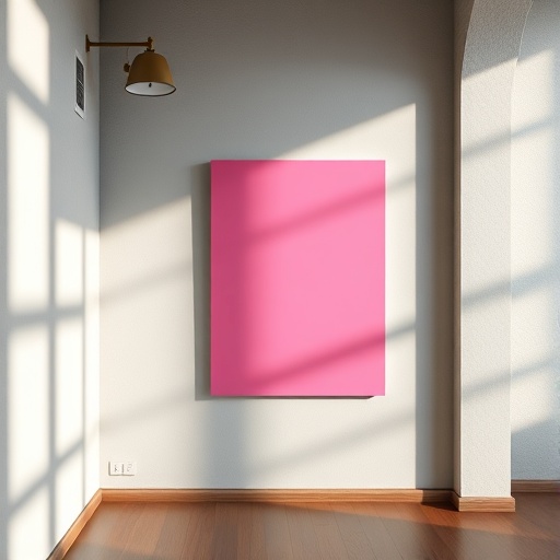 gallery wall with pink artwork