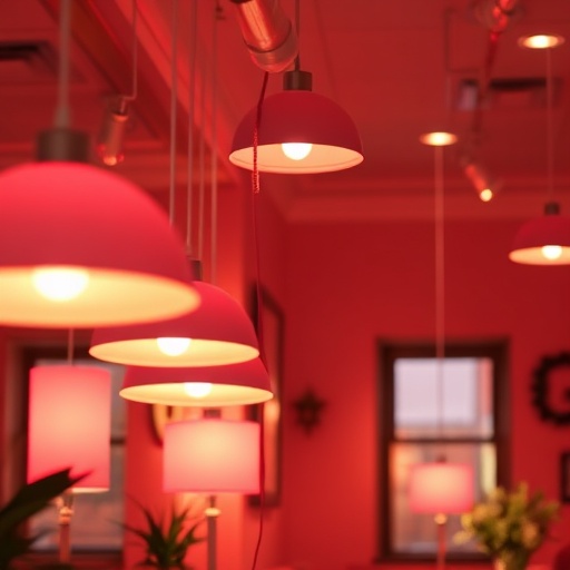 room with pink lighting