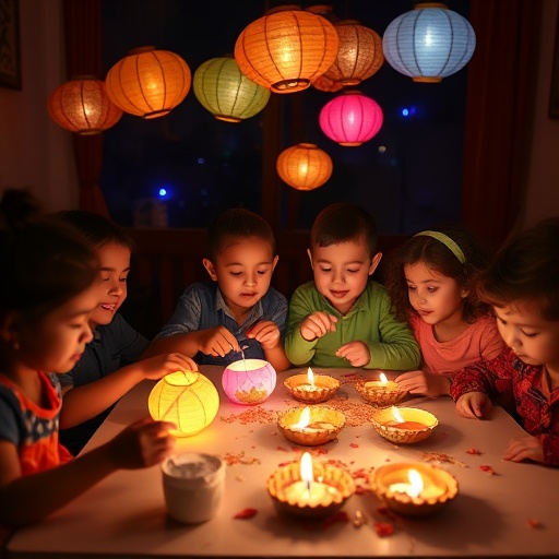 kids participating in DIY crafts for Diwali