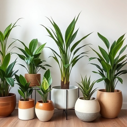 indoor plants in natural pots