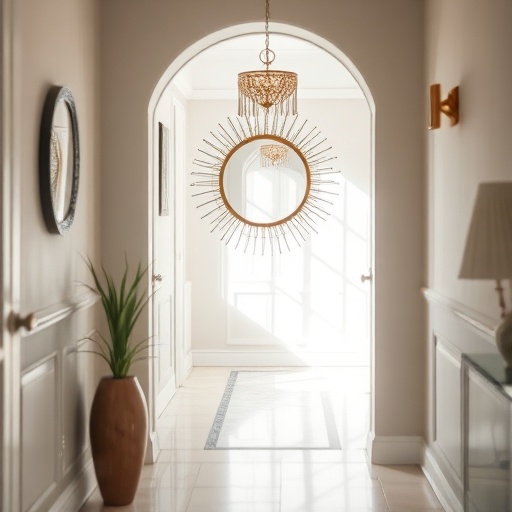 decorative mirror in a hallway