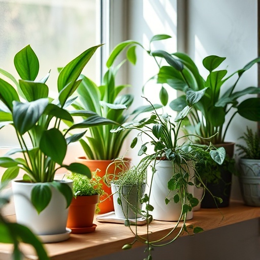 indoor plants on a shelf