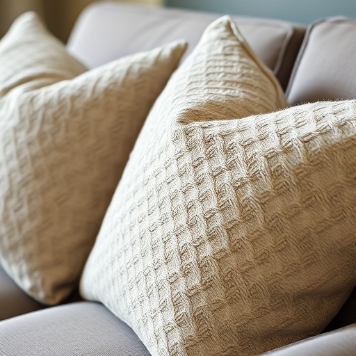 textured throw pillows on a sofa