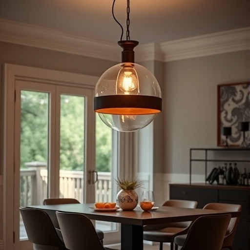 unique lighting fixture in a dining area