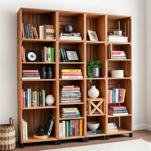 wooden crate bookshelf