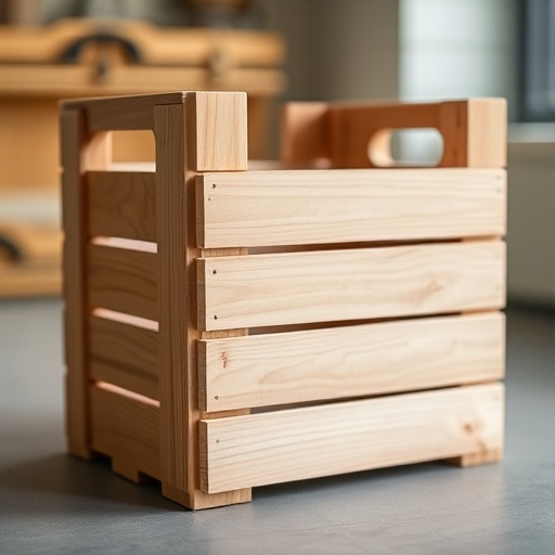 modern wooden crate as side table