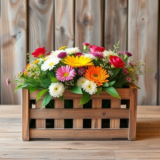 rustic crate with flowers