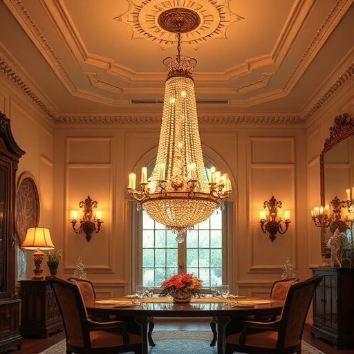 elegant chandelier in a dining room