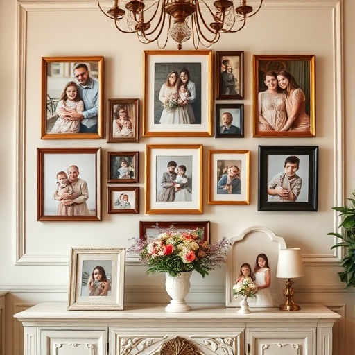 tasteful family photos display