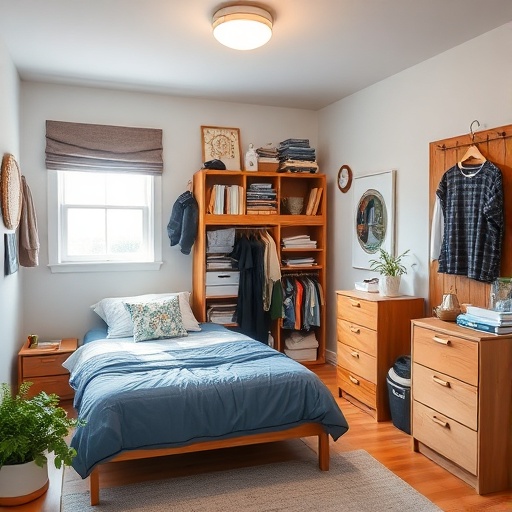 a serene and organized bedroom