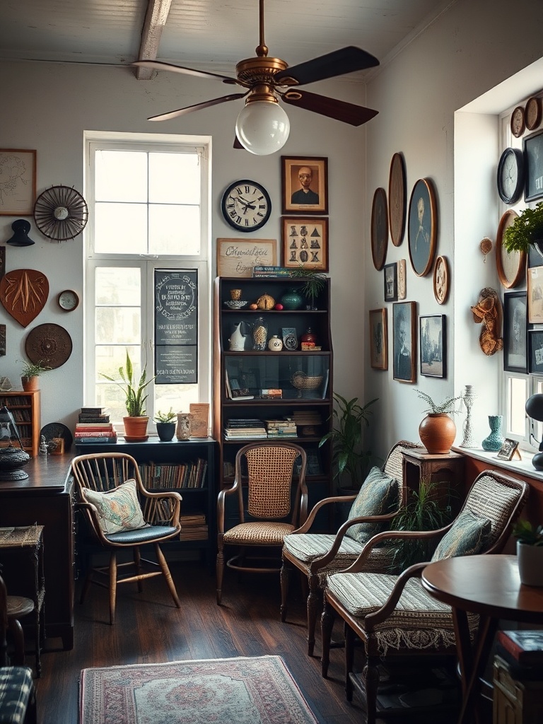 vintage eclectic room with curated decor