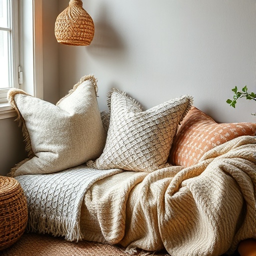 cozy corner with layered textiles