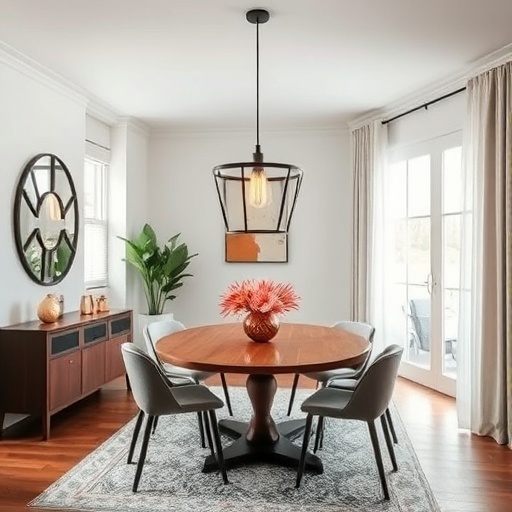 modern pendant light in dining area