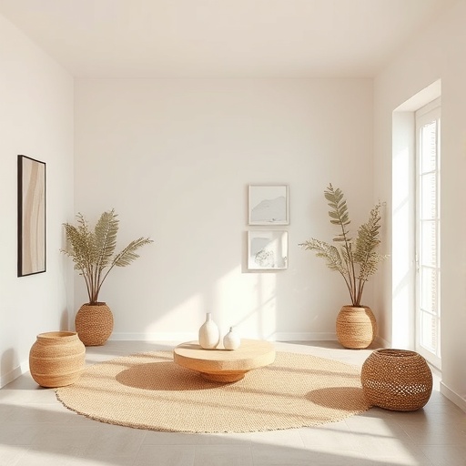 room with neutral colors and natural materials