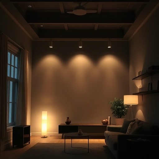room with layered lighting
