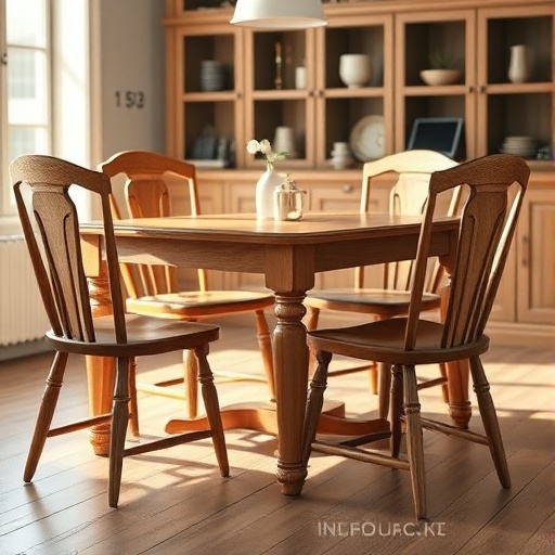 classic wooden dining table and chairs