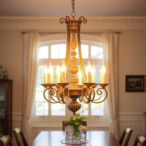 vintage chandelier in dining room