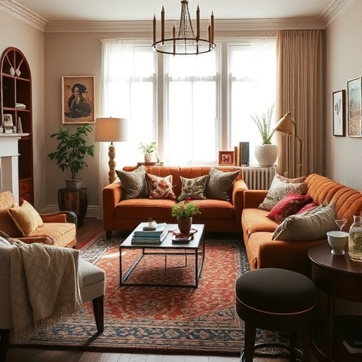 living space with rich textiles