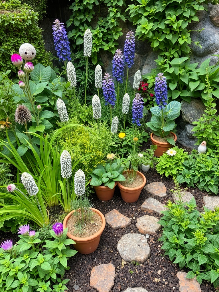 enchanting garden with magical plants