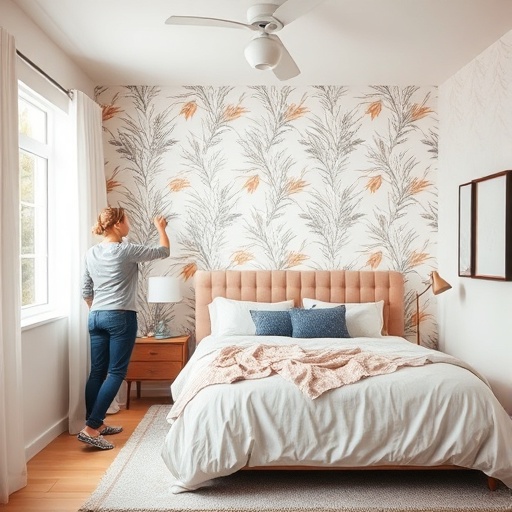 applying peel-and-stick wallpaper