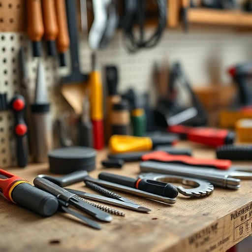 essential DIY tools on a workbench