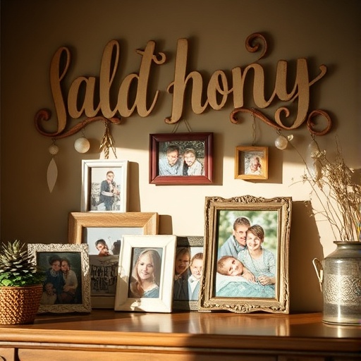 decorative display with family photos