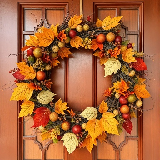 autumn wreath made from natural elements