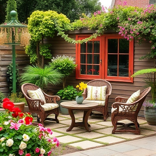 cozy garden seating area