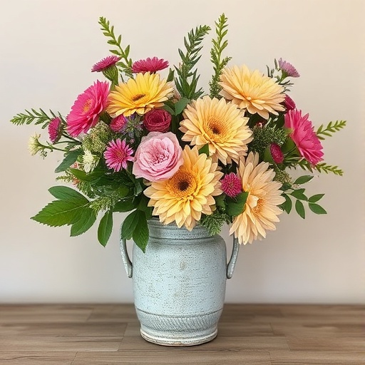 floral arrangement in rustic decor