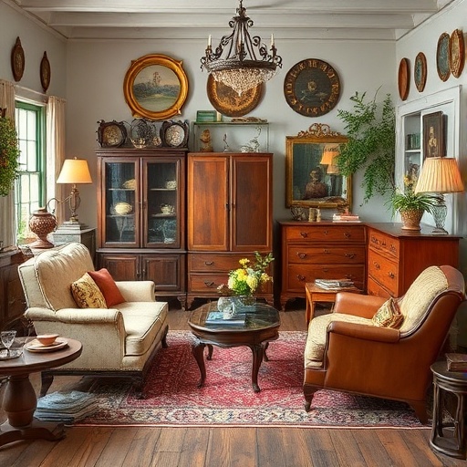 vintage furniture in cozy decor