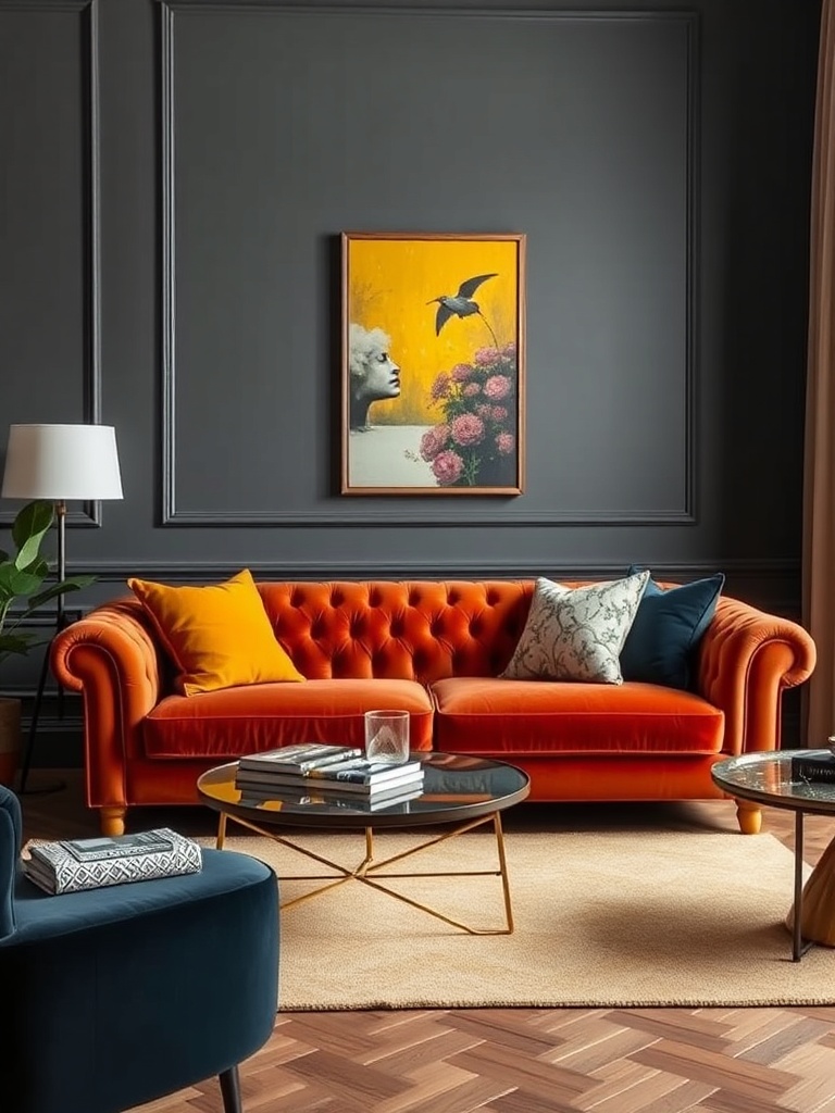 Bold statement sofa in a living room